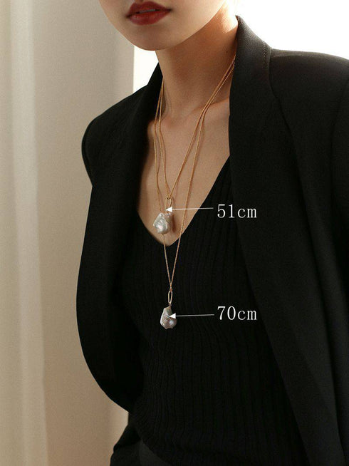 Single Drop Luxury Baroque Pearl Necklace - Zafari Studio Jewelry